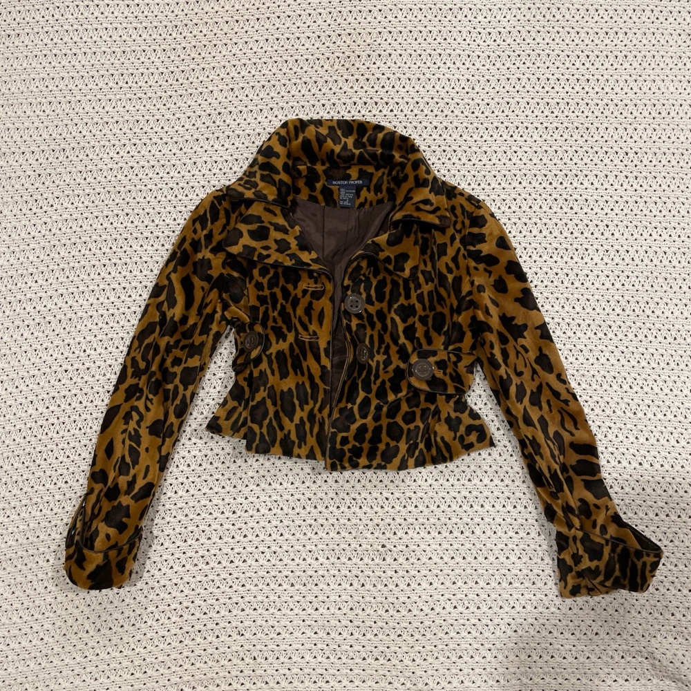 Boston Proper Animal Print Faux Fur Coat